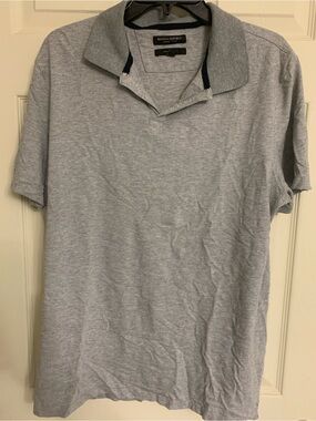 Banana Republic Men's Heather Gray Polo with Contrast Collar
